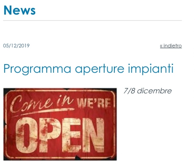 Programma aperture impianti